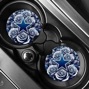Dallas Cowboys Roses Car Coasters Absorbent Set of (2)
